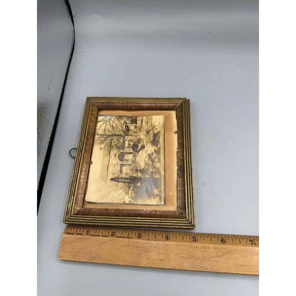 Antique Framed Sepia Photograph Large House Estate Real Photo c1910s 1920s